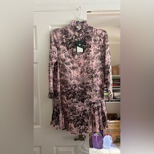 Tuckernuck Pink and Black Floral Long Sleeve Dress